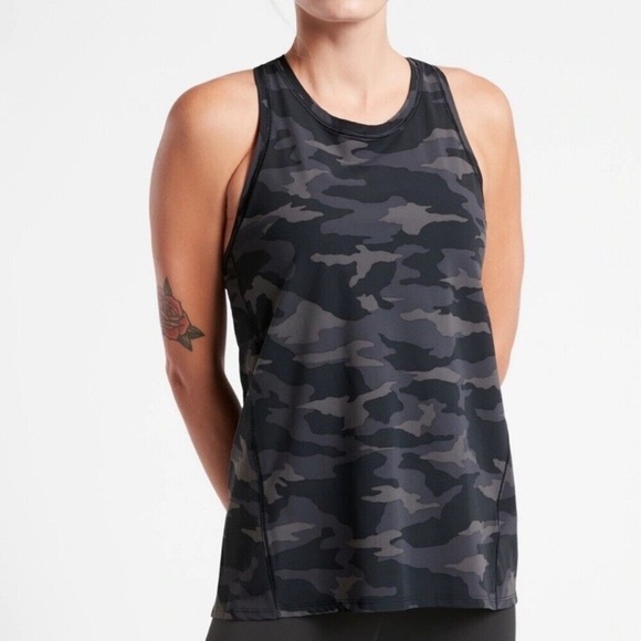 Athleta Women’s size Large ULTIMATE Black & Gray Camo Train Tank Top - Picture 1 of 12